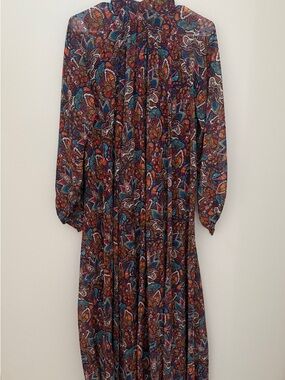Bohemian Paisley Long Sleeve Maxi Dress - Multi-Color